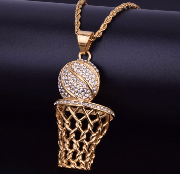 Ball and Hoop - Cubic Zirconia (Stainless Steel) Basketball Necklace - Fox - Rings