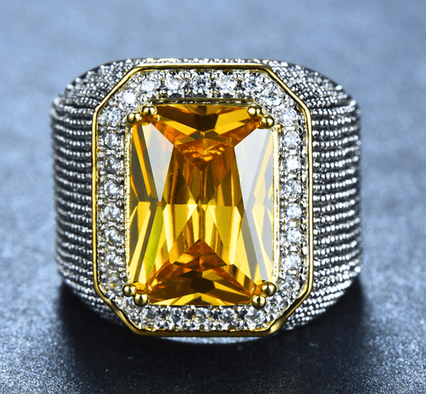 Bishop Ring (Stainless Steel) Orange Zircon Gemstone - Fox - Rings
