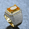 Bishop Ring (Stainless Steel) Orange Zircon Gemstone - Fox - Rings