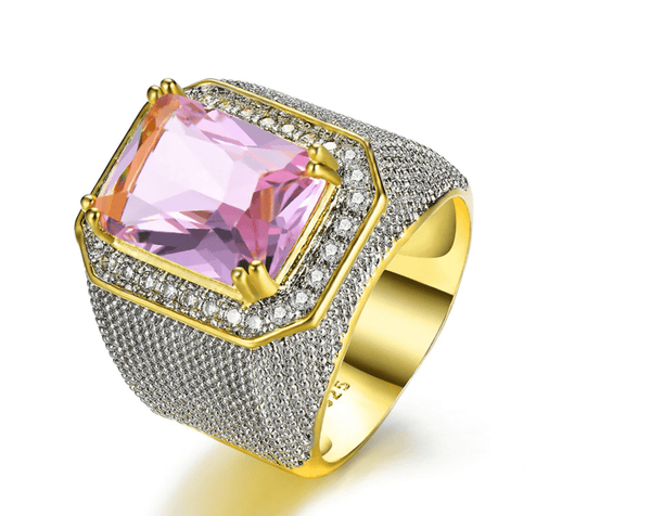 Bishop Ring (Stainless Steel) Pink Zircon Gemstone - Fox - Rings