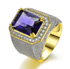 Bishop Ring (Stainless Steel) Purple Zircon Gemstone - Fox - Rings