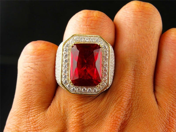 Bishop Ring (Stainless Steel) Red Zircon Gemstone - Fox - Rings