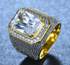 Bishop Ring (Stainless Steel) White (Clear) Cubic Zirconia Gemstone - Fox - Rings