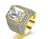 Bishop Ring (Stainless Steel) White (Clear) Cubic Zirconia Gemstone - Fox - Rings