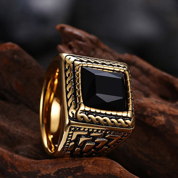Black Stone (Stainless Steel) Clergy Ring for Pastor / Priest / Apostle / Minister - Fox - Rings
