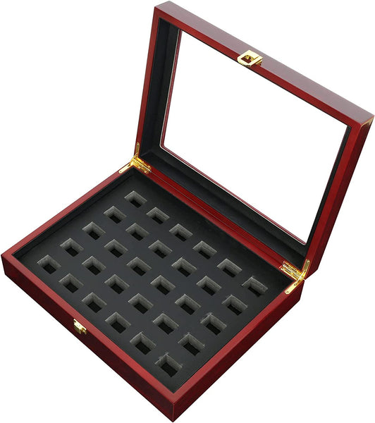 Championship Ring Wooden Display Box (30 Slot Box) - Fox - Rings