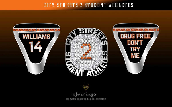 City Streets 2 Student Athletes - Premium Championship Ring - Fox - Rings