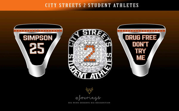 City Streets 2 Student Athletes - Premium Championship Ring - Fox - Rings