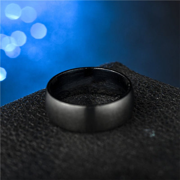 Classic Men's Engagement Ring - Black Titanium Matte Finish - Fox - Rings