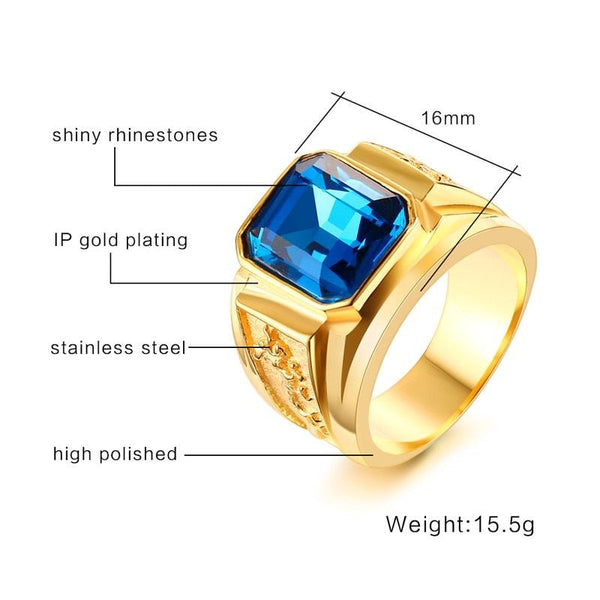 Elegant Golden Dragon Signet Rhinestone Ring (Stainless Steel) - Fox - Rings