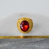 Elegant Round Bishop (Red Ruby) Gold Ring - Fox - Rings