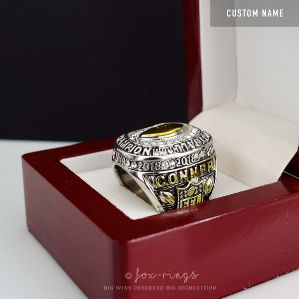 Fantasy Football League (2018) - CUSTOM NAME Championship Ring (Golden Football) - Fox - Rings