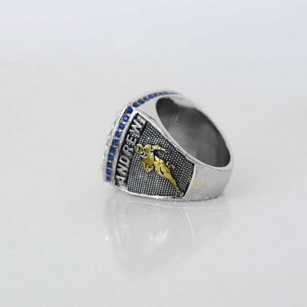 Fantasy Football League (2021) - CUSTOM NAME Championship Ring (Blue Stone) - Fox - Rings