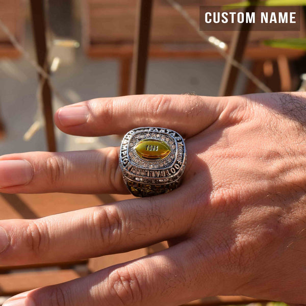 Fantasy Football League (2021) - CUSTOM NAME Championship Ring (Golden Football) - Fox - Rings