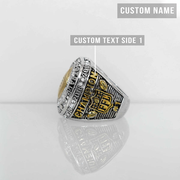 Fantasy Football League (2021) - CUSTOM NAME (Golden Football) Championship Ring (2 Custom Sides) - Fox - Rings