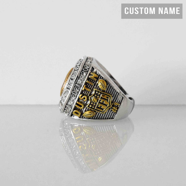 Fantasy Football League (2021) - CUSTOM NAME (Golden Football) Championship Ring (2 Custom Sides) - Fox - Rings