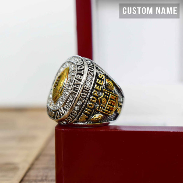 Fantasy Football League (2021) - CUSTOM NAME (Golden Football) Championship Ring (2 Custom Sides) - Fox - Rings