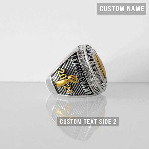 Fantasy Football League (2021) - CUSTOM NAME (Golden Football) Championship Ring (2 Custom Sides) - Fox - Rings