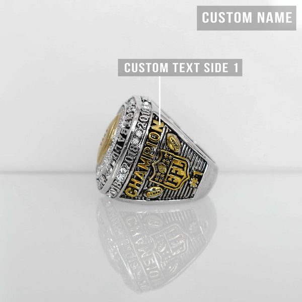 Fantasy Football League (2022) - CUSTOM NAME (Golden Football) Championship Ring (2 Custom Sides) - Fox - Rings