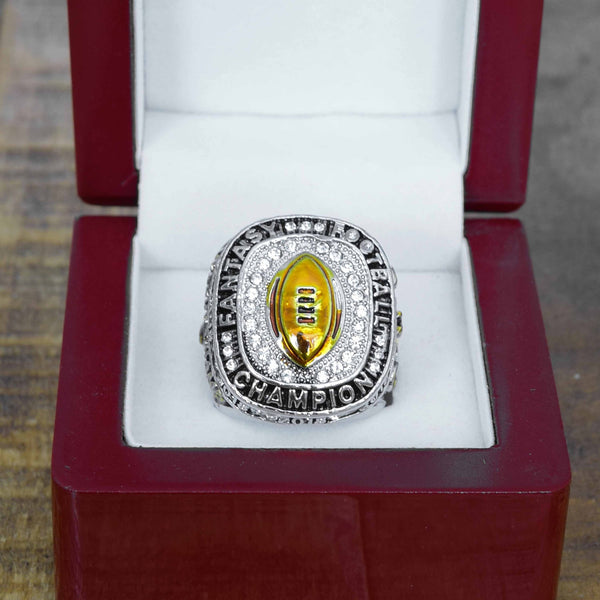 Fantasy Football League (2022) - CUSTOM NAME (Golden Football) Championship Ring (2 Custom Sides) - Fox - Rings