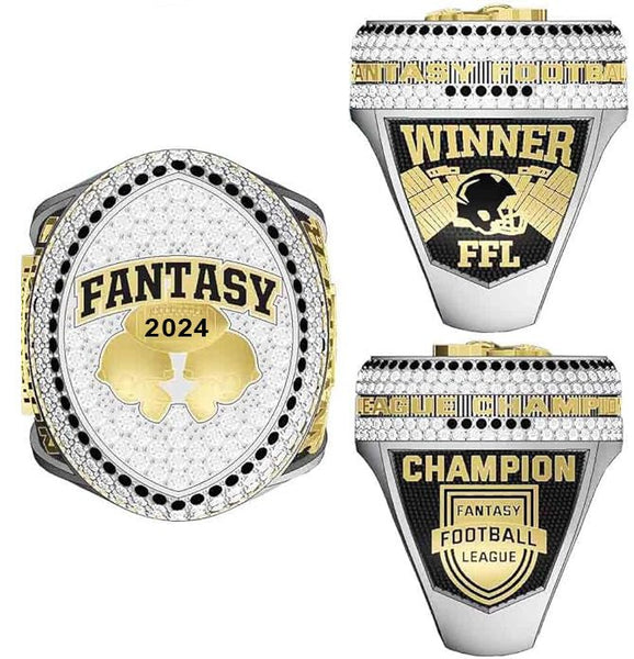 Fantasy Football League (2024) - CUSTOM NAME Championship Ring (Football Helmet Design) - Fox - Rings