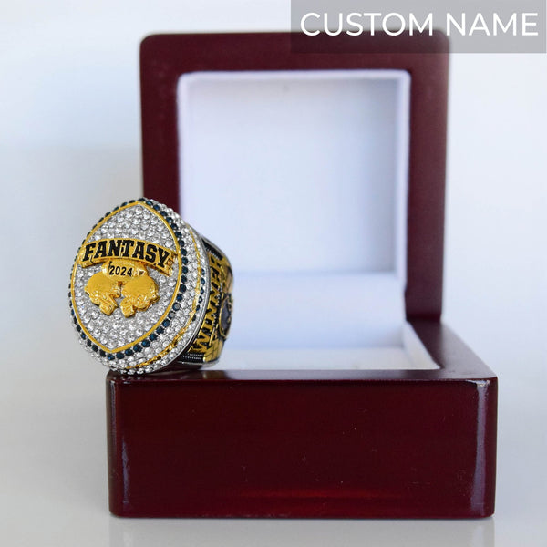 Fantasy Football League (2024) - CUSTOM NAME Championship Ring (Football Helmets Design) - Fox - Rings