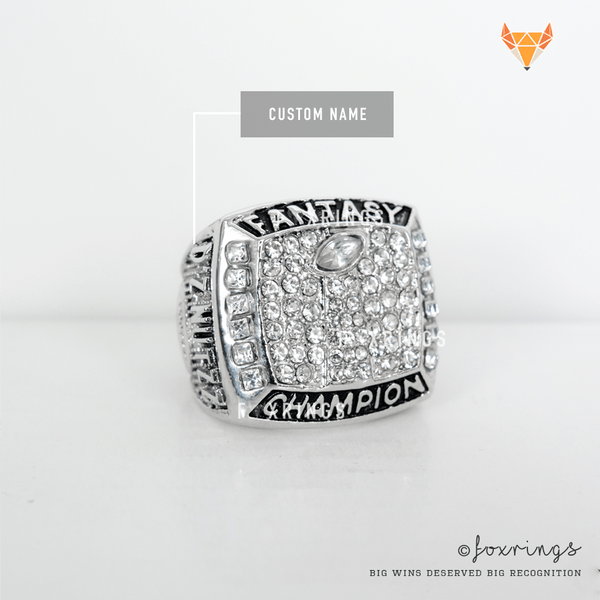 FFL - Fantasy Football League (2017) - CUSTOM NAME Championship Ring (Silver Plated) - Fox - Rings