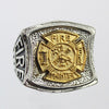 Firefighter Ring (Stainless Steel) Gold Fire Dept (Department) Logo - Fox - Rings