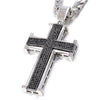 Iced Out 30 inch Jesus Cross Necklace (Black & White Crystal) - Stainless Steel Chain - Fox - Rings