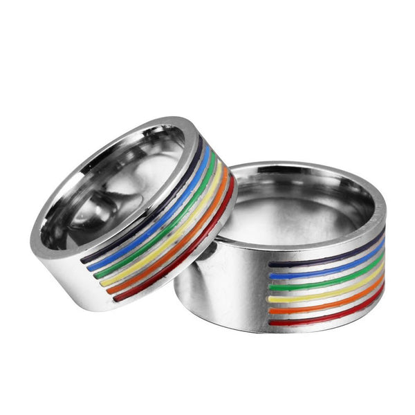 LGBTQ Pride Ring (Stainless Steel) Rainbow Ring - Fox - Rings