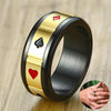 Matte Black (Stainless Steel) Poker Gambling Ring (With Suit Spinner) - Fox - Rings