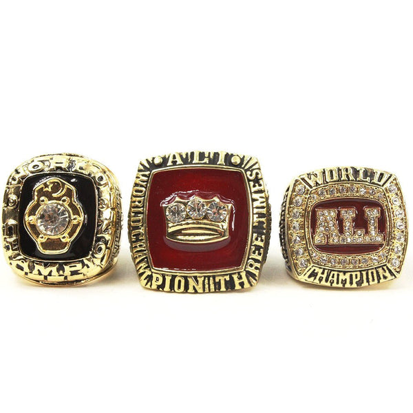 Muhammad Ali (1974 1978 2016) Foremen Boxing World Championship Rings [3 Ring Set] - Fox - Rings