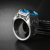 Sky Blue Signet Rhinestone Ring (Stainless Steel) - Fox - Rings