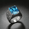 Sky Blue Signet Rhinestone Ring (Stainless Steel) - Fox - Rings