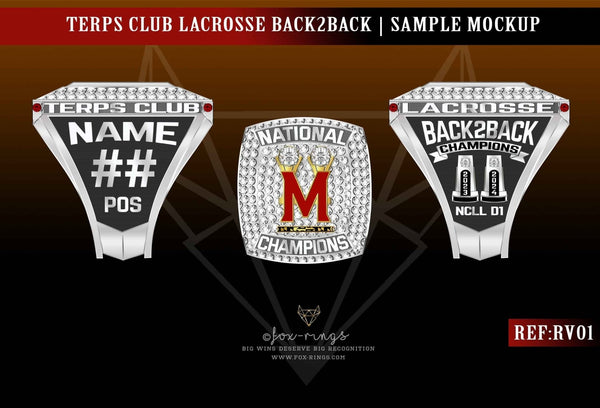 Terps Club Lacrosse (2024) Back 2 Back Championship Ring - Fox - Rings