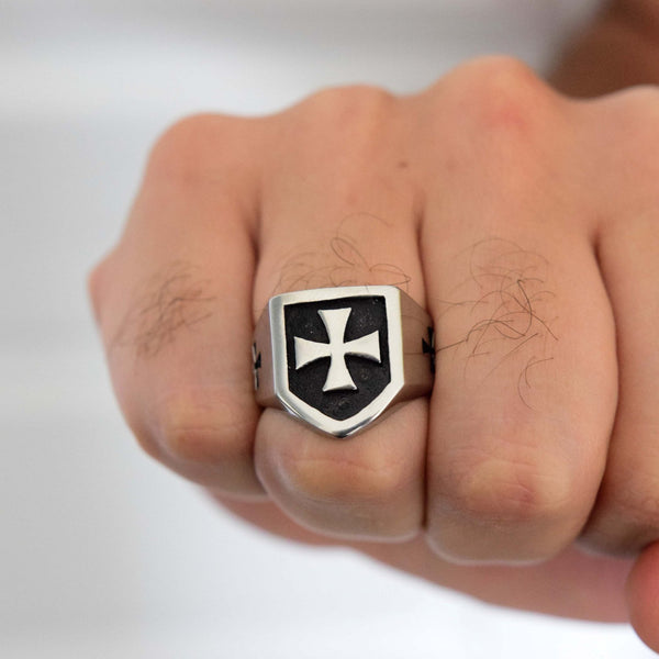 The Heaven Cross Silver Stainless Steel ring - Motorcycle Club Biker Ring - Fox - Rings