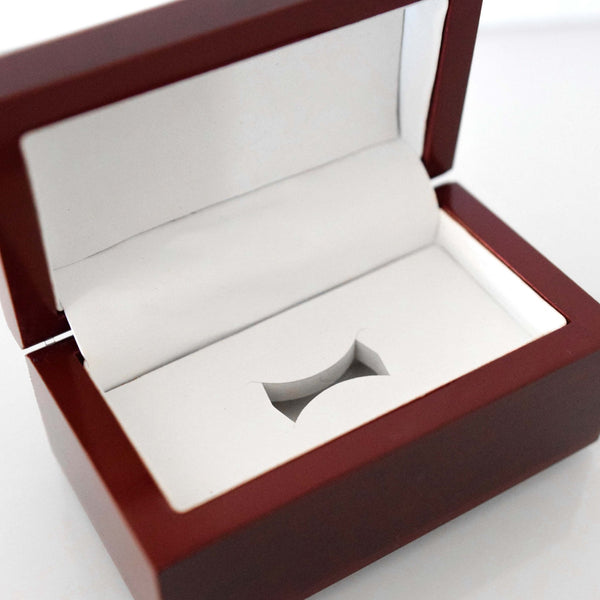 Wooden L Shaped Championship Ring Display Box (1 Slot Box) - Fox - Rings